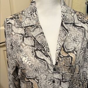 Worthington Snake Print Blouse - Black, Gray, Cream